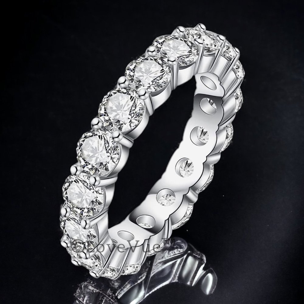 3mm Diamond Brilliant Cut Full Eternity Wedding Engagement Band Ring - Picture 6 of 14